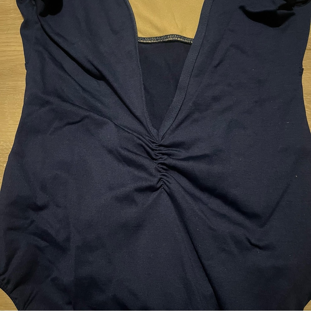 NWOT Suffolk Bateau Neck Leotard with Low Pinch Back, Sapphire/Navy | Medium - Picture 6 of 10